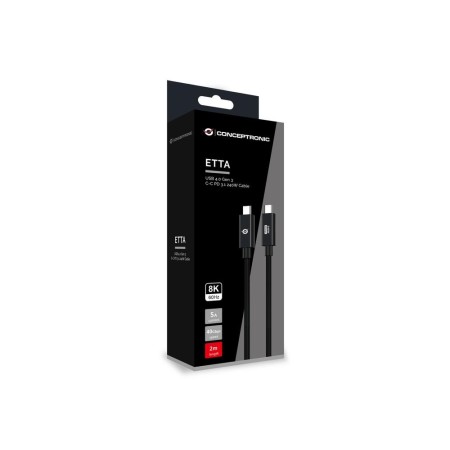 Cable usb - c conceptronic macho - macho 2m usb 4.0 gen 3 240w 48v 5a 40gbps e - mark