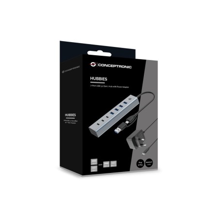Hub usb 3.0 conceptronic hubbies20gp 7 puertos usb - c a 3xusb - c 4xusb - a con alimentador