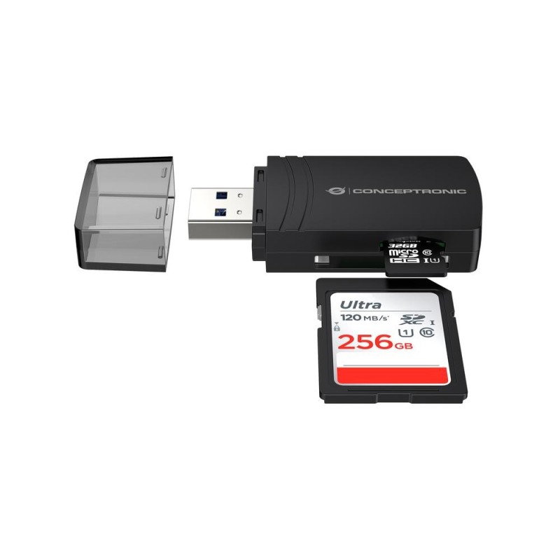 Lector de tarjetas usb 3.0 conceptronic bian06b sd - sdhc - sdxc - microsd - tflash
