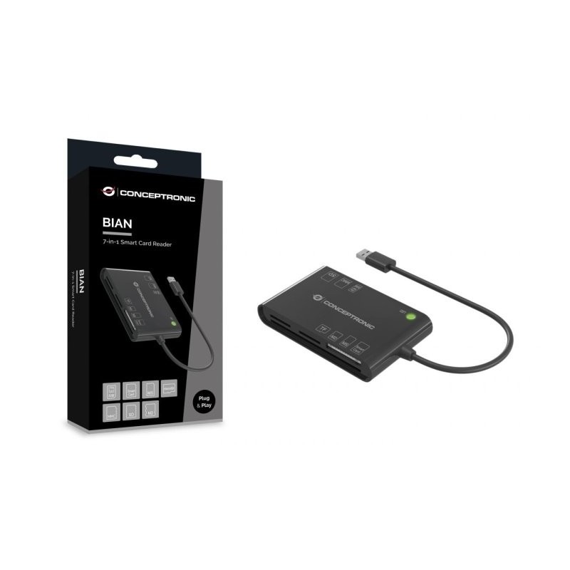 Card reader externo concentronic bian010b usb - c y usb - a sd - sdhc - sdxc - micro sd - mmc -ms - cf - xd