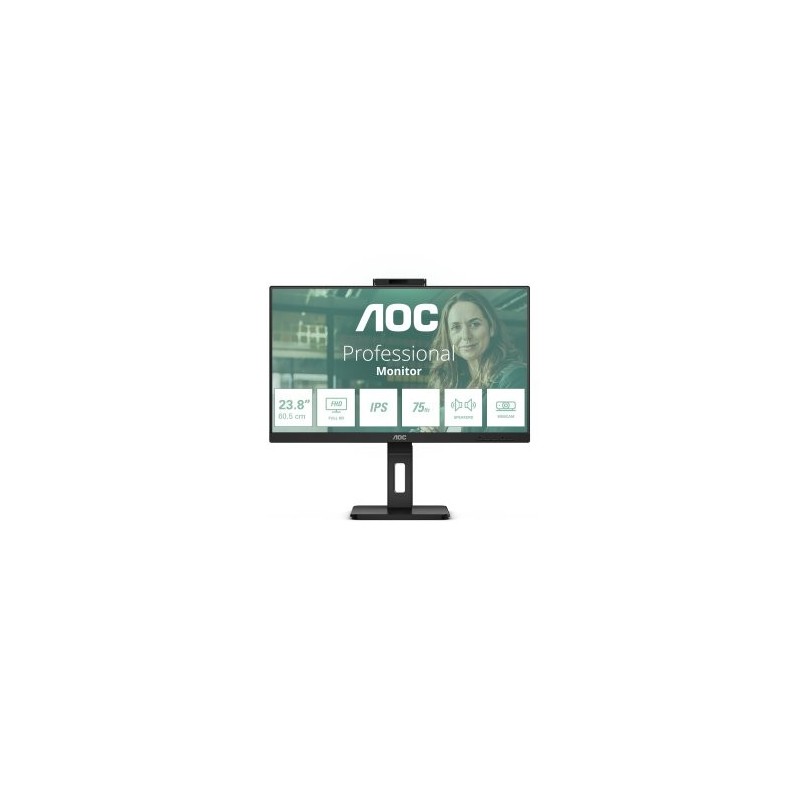 Monitor Profesional AOC 24P3QW 23.8″/ Full HD/ Webcam/ Multimedia/ Regulable en altura/ Negro