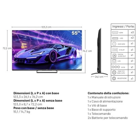 Televisor Metz QLED-MiniLED 55MNE8000Z 55″/ Ultra HD 4K/ Smart TV/ WiFi