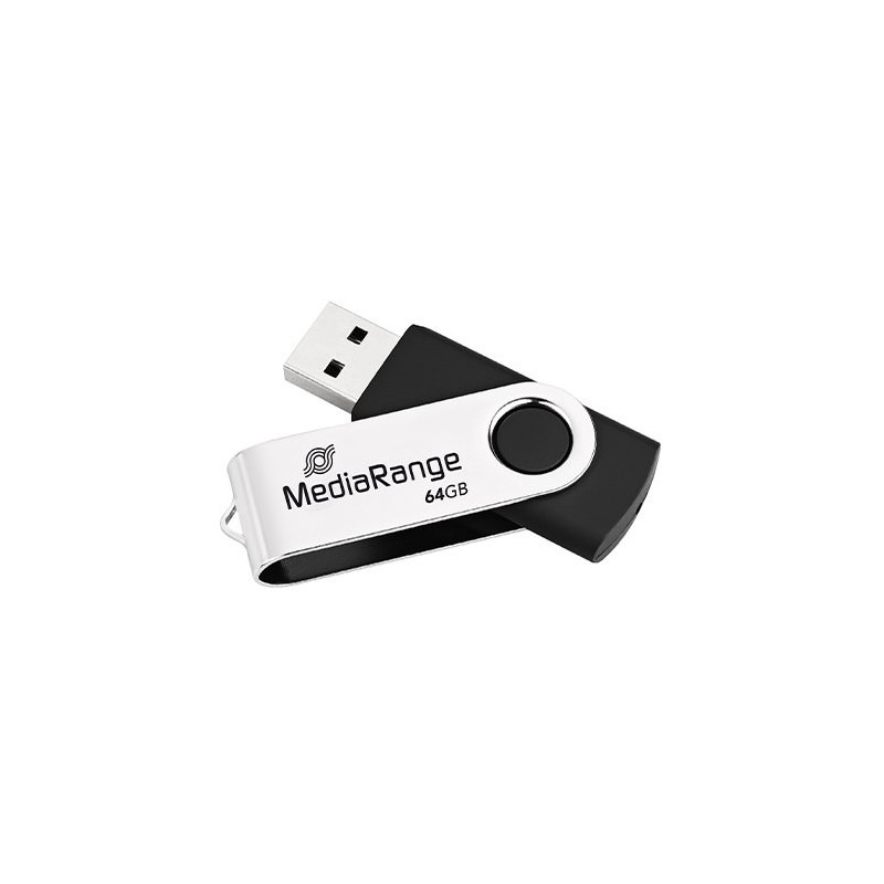 PENDRIVE 64GB USB 2.0 MEDIARANGE SILVER-BLACK