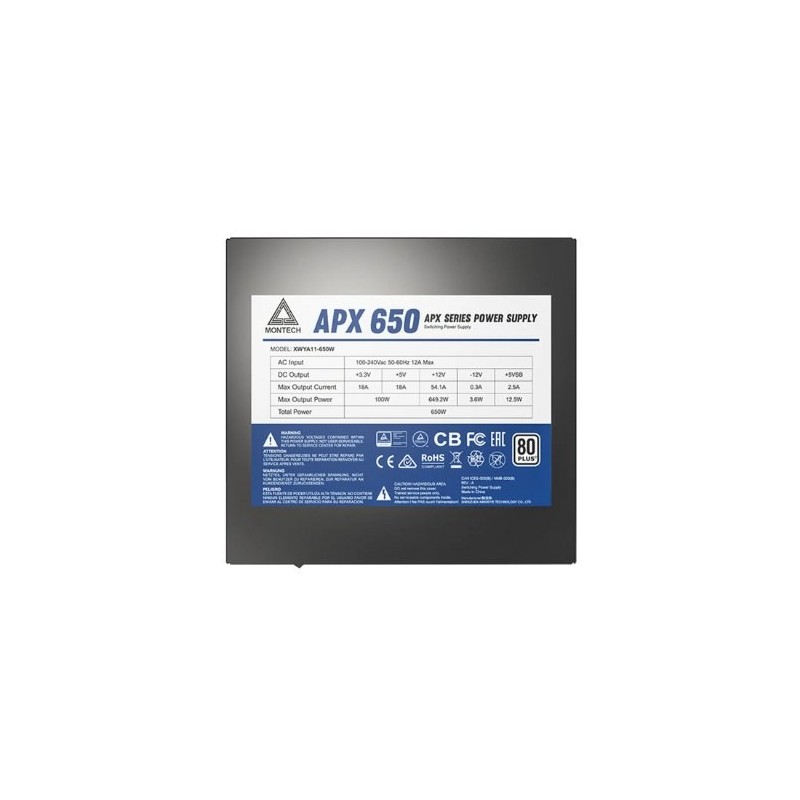 FUENTE DE ALIMENTACION ATX 650W MONTECH BLACK APX650