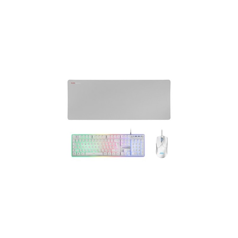 Kit teclado + raton mars gaming mcpxwfr rgb blanco + alfombrilla frances