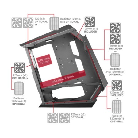 Caja ordenador mars gaming mc51 premium atx 2 x usb 3.0 5 x 120mm argb