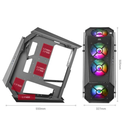 Caja ordenador mars gaming mc51 premium atx 2 x usb 3.0 5 x 120mm argb