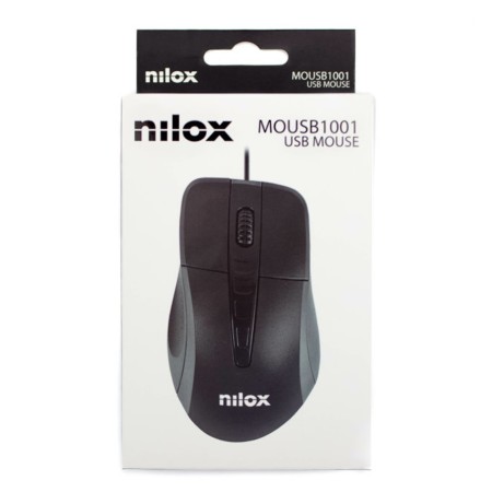 Nilox Ratón Óptico MOUSB1001 1000 dpi Negro