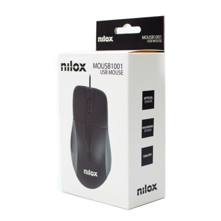 Nilox Ratón Óptico MOUSB1001 1000 dpi Negro