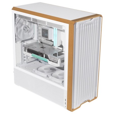 Caja ordenador gaming lian li lancool 217 atx cristal templado madera blanca