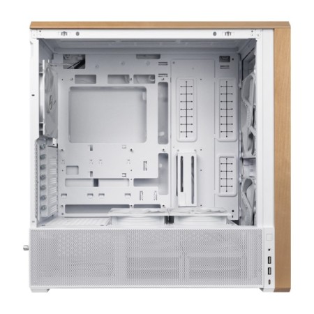 Caja ordenador gaming lian li lancool 217 atx cristal templado madera blanca