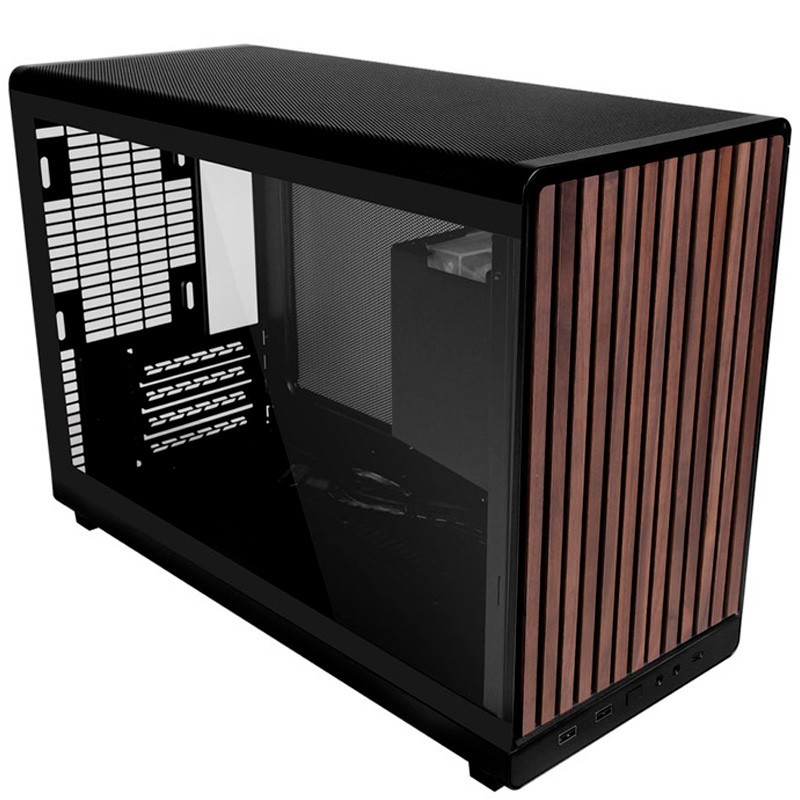 Caja ordenador gaming lian li a3 matx cristal templado madera negra