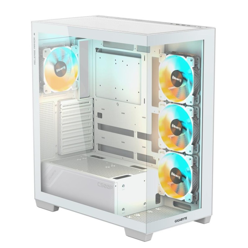 Caja ordenador gaming gigabyte c500 atx cristal templado blanca