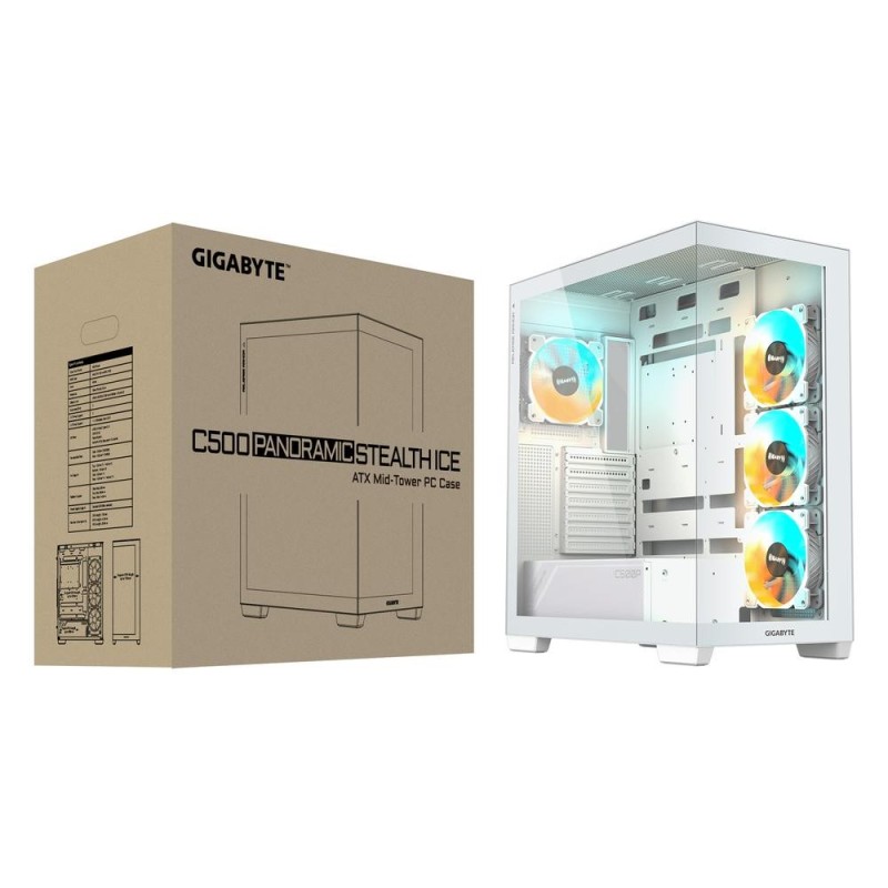 Caja ordenador gaming gigabyte c500 atx cristal templado blanca