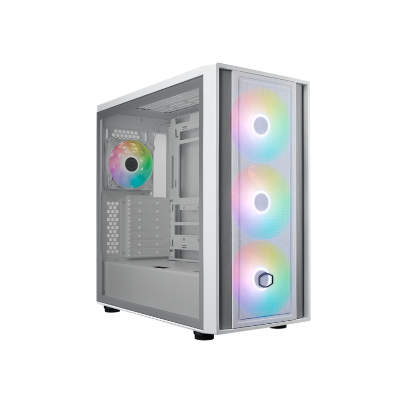 Caja ordenador gaming cooler master masterbox 600 atx argb cristal templado blanco
