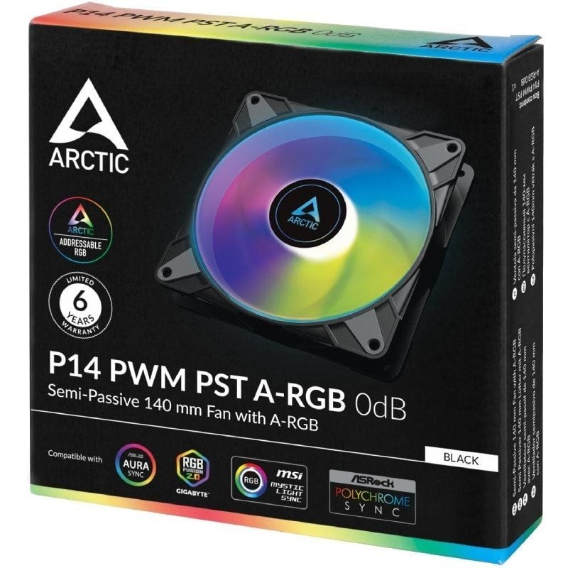 Ventilador Arctic P14 PWM PST A-RGB/ 14cm/ Negro