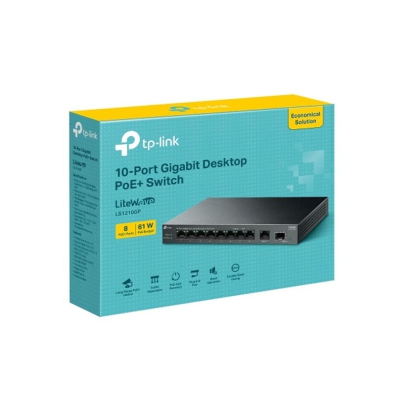 TP-Link LS1210GP Switch 8xG PoE+ 1xGb 1xSFP 61W