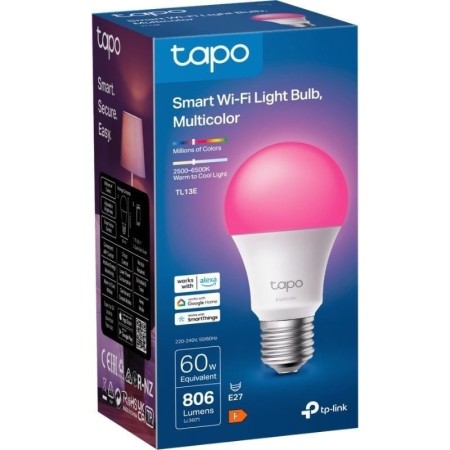 Bombilla Inteligente TP-Link Tapo TL13E/ Casquillo E27/ 8.3W/ 806 Lúmenes/ 2500 - 6500K