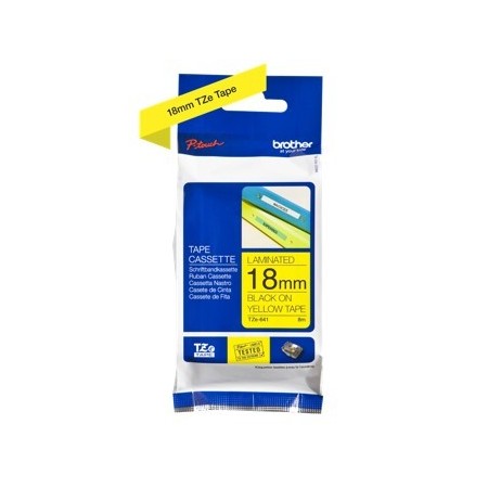 Cinta laminada brother tze641 texto negro sobre fondo amarillo