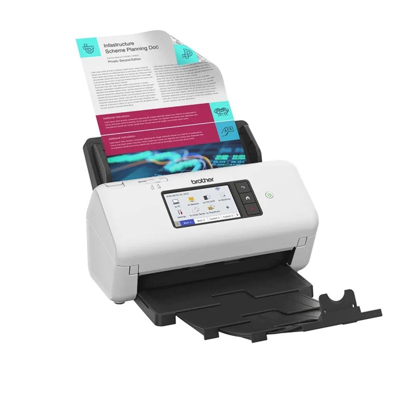 Escaner sobremesa brother ads - 4700w - 80ppm - duplex automatico - usb 3.0 - usb 2.0 - red - wifi - wifi direct - adf 80 hojas