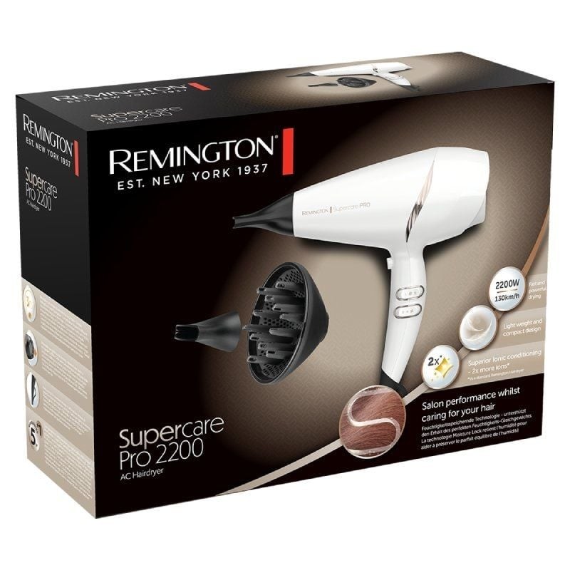 Secador Remington SuperCare Pro 2200 AC7200W/ 2200W/ Iónico/ Blanco