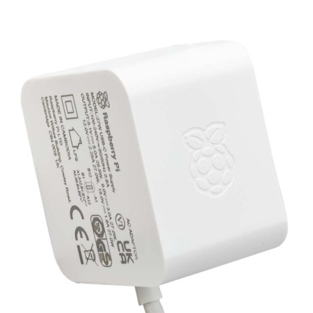 Fuente de alimentacion cargador raspberry pi 5 usb c 27 w color blanco