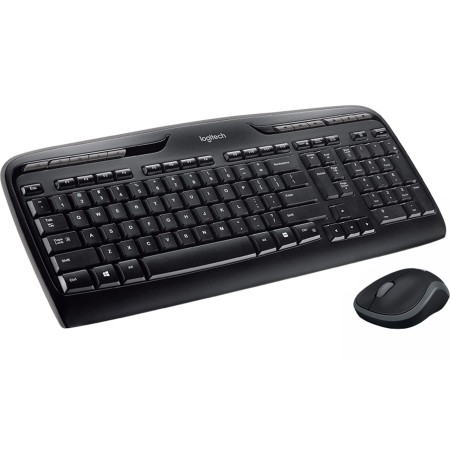 Teclado + mouse logitech mk330 wireless inalambrico negro ingles internacional