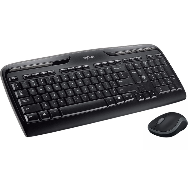 Teclado + mouse logitech mk330 wireless inalambrico negro ingles internacional
