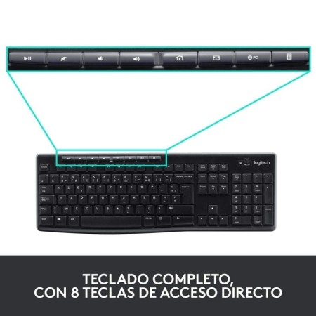 Teclado + mouse logitech mk270 optico wireless inalambrico usb 2.0 negro