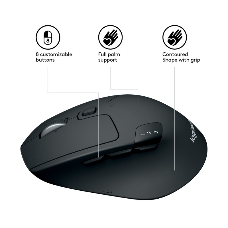 Mouse raton logitech m720 optico wireless y bluetooth inalambrico triathlon
