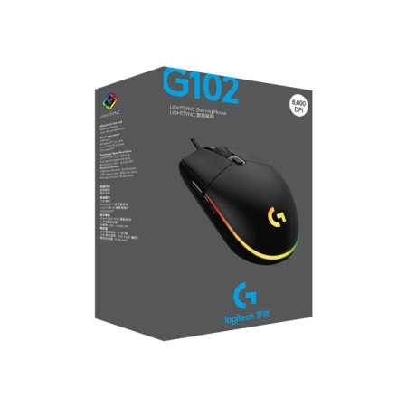 Ratón Gaming Logitech G102 Lightsync/ Hasta 8000 DPI/ Negro