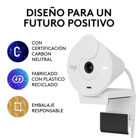 Webcam logitech brio 300 blanco crudo full hd - usb tipo c