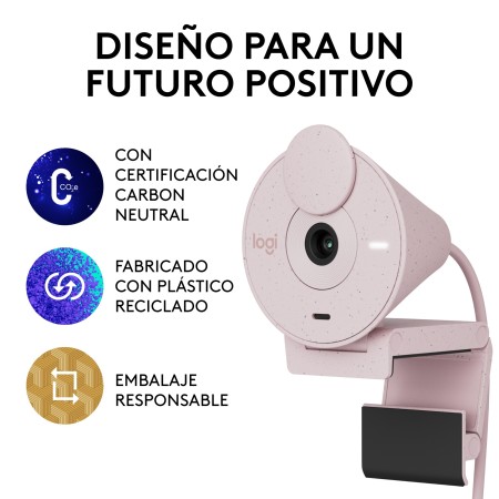 Webcam logitech brio 300 rosado full hd - usb tipo c