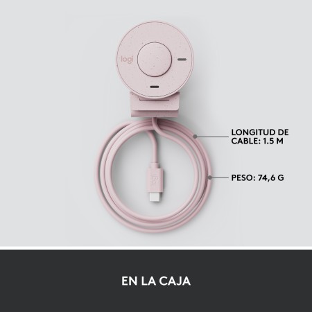 Webcam logitech brio 300 rosado full hd - usb tipo c