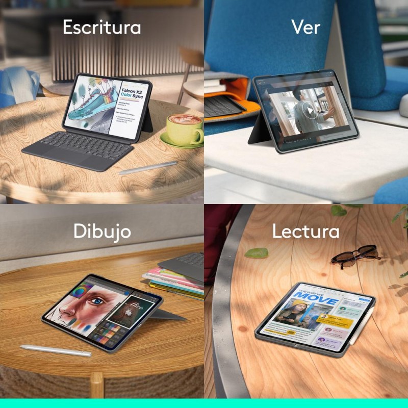Funda logitech combo touch para con teclado para ipad pro m4 11 pulgadas grafito