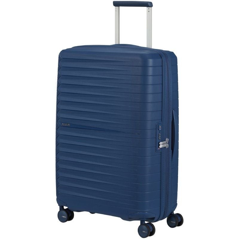 Maleta Mediana American Tourister FastForward Spinner Expansible 68cm/ 68x46x30cm/ 4 Ruedas/ Azul Marino
