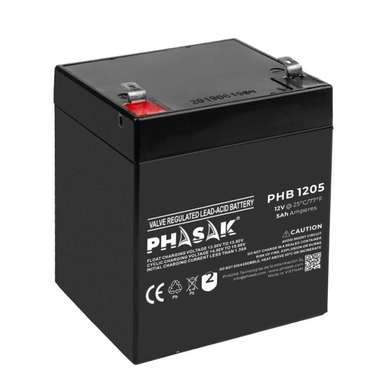 Batería Phasak PHB 1205 compatible con SAI/UPS PHASAK según especificaciones