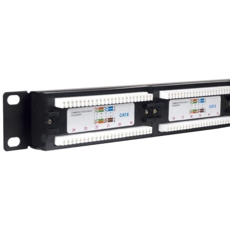 Panel transferencia para armario rack 19 pulgadas phasak utp rj45 cat. 6 dual 24p 1u negro pu 2420
