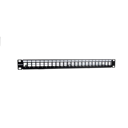 Panel frontal armario rack 19 pulgadas phasak para 24 conectores 1u con org. de cables ftp negro pa 3524