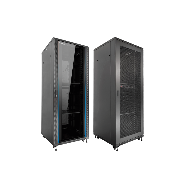Armario rack de suelo 19 pulgadas phasak pro 32u negro 600x600 montado pho 6632