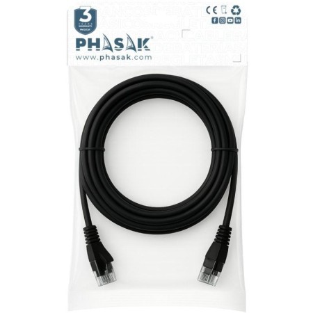 Cable de Red RJ45 UTP Phasak PHK 1710 Cat.6/ 10m/ Negro