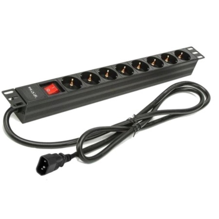 Regleta con Interruptor Phasak BNS 3535/ 8 Tomas de Corriente/ Cable 2m/ Negro
