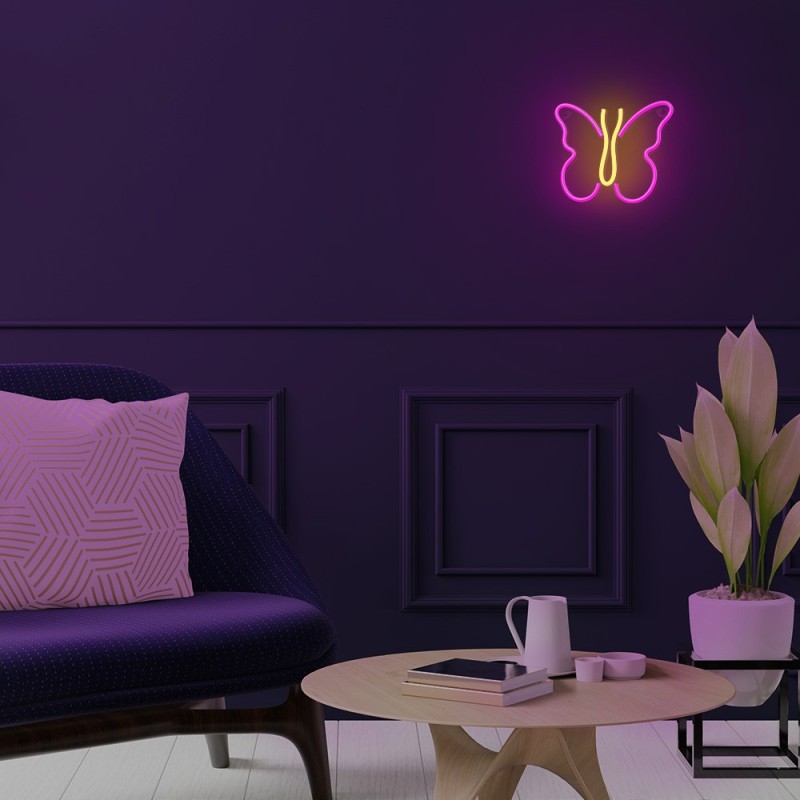 Lampara forever neon led butterfly pink