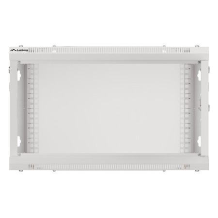 Armario lanberg mural rack 19 pulgadas 6u - 600x600 flat pack puerta cristal gris