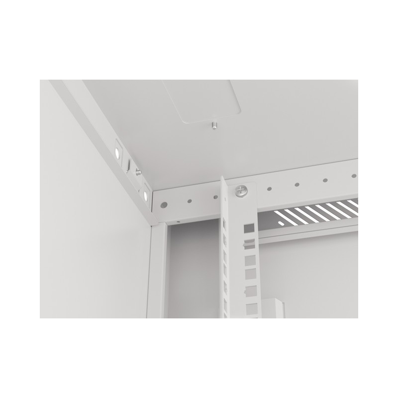 Armario lanberg mural rack 19 pulgadas 27u - 600x600 flat pack puerta cristal gris