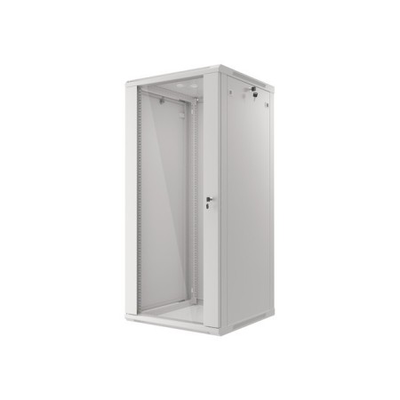 Armario lanberg mural rack 19 pulgadas 27u - 600x600 flat pack puerta cristal gris