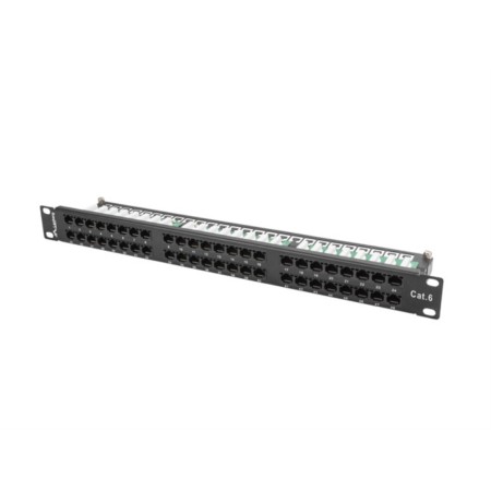 Patch panel lanberg 48 puertos 1u cat.6 19 pulgadas negro