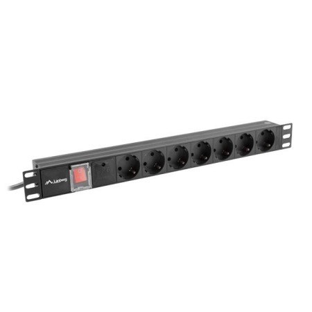 Regleta lanberg 1u 10a 7x schuko rack 19 pulgadas 2m negro c14