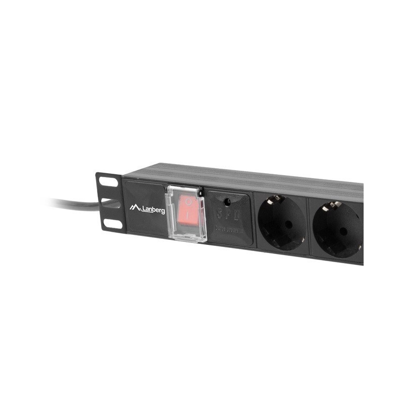 Regleta lanberg 1u 10a 7x schuko rack 19 pulgadas 2m negro c14