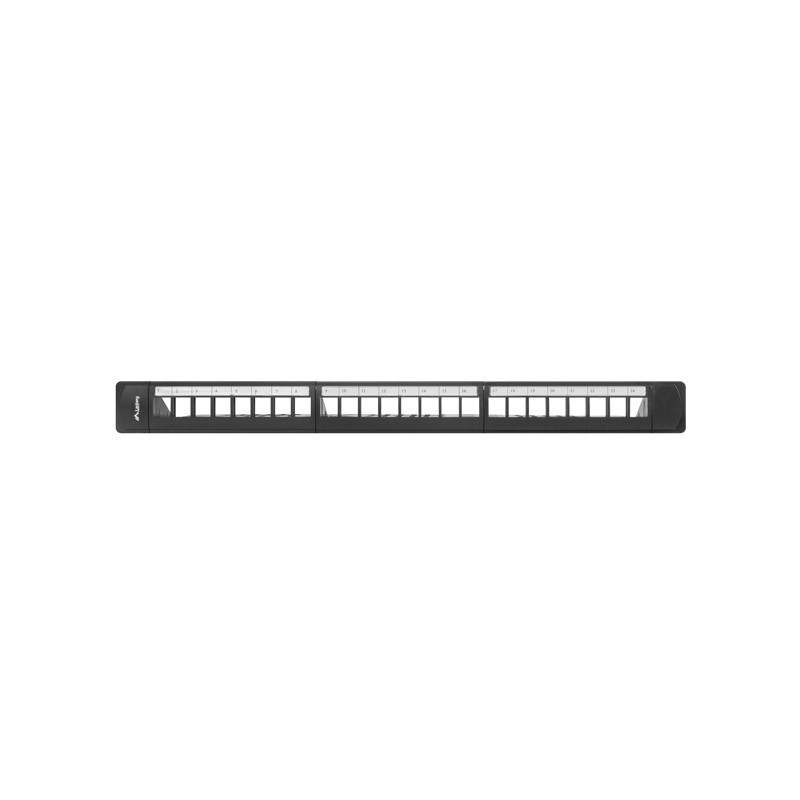 Patch panel lanberg 24 puertos 1u rack 19 pulgadas organizador modulos keystone negro